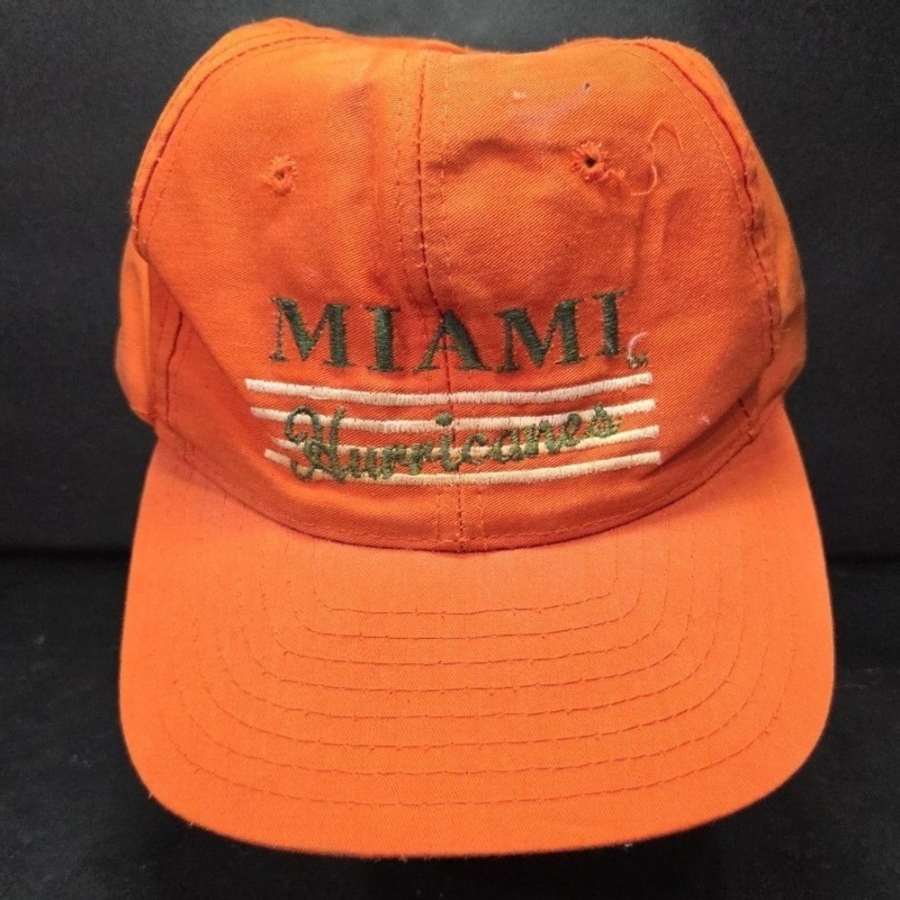 Miami Hurricanes SnapBack OSFA Strap Hat Cap Made In USA Vintage Orange Cap